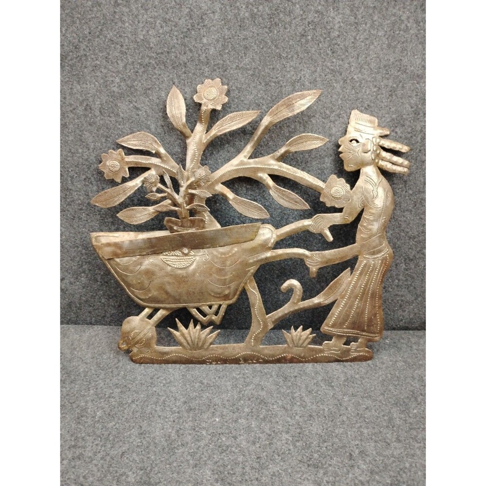 Wall Decor Handcrafted Haitian 3D Metal Art Haiti Plants Flowers Artist Signed